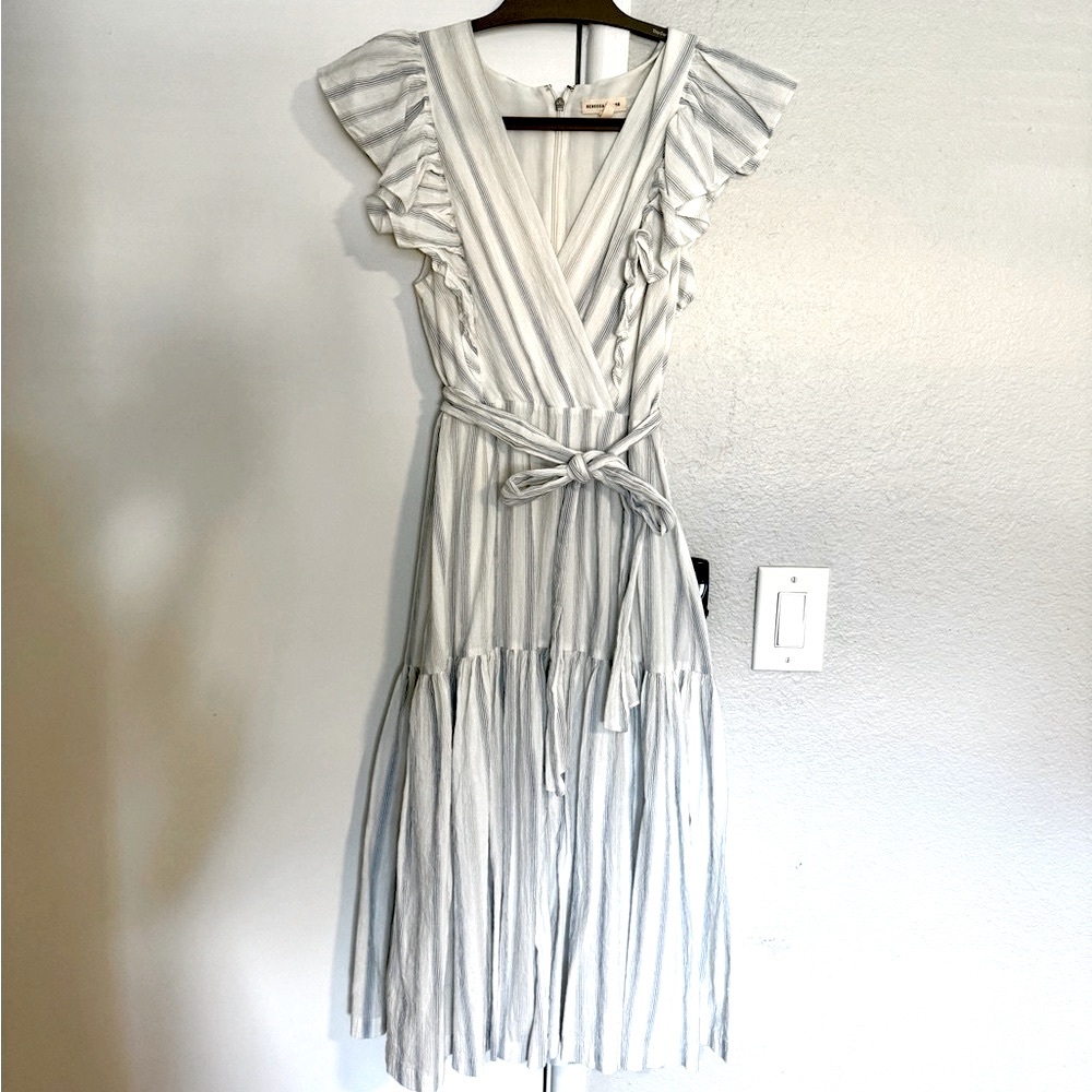 Rebecca Taylor Blue and White Striped Midi Dress